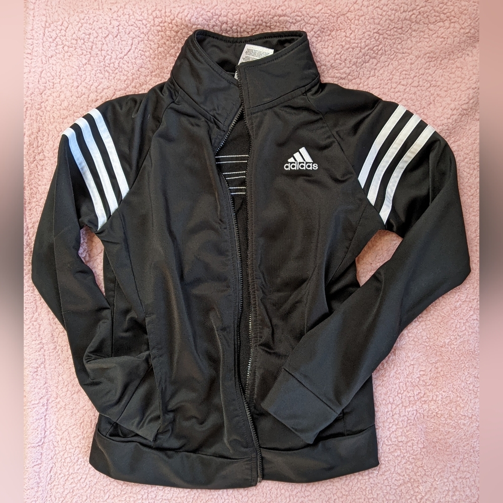 adidas Black and White Kids Jacket Size L (14)